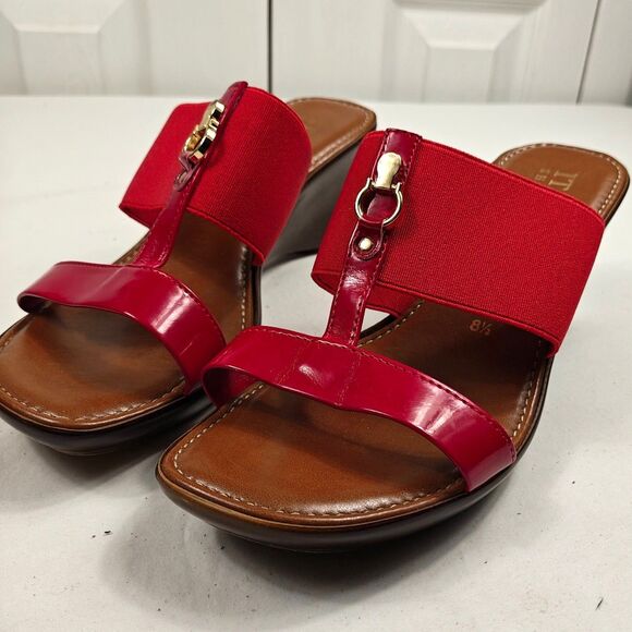 Women's ITALIAN SHOEMAKERS Red Wedge-Heel Sandals US Size 8.5 Made in Italy - Picture 12 of 12